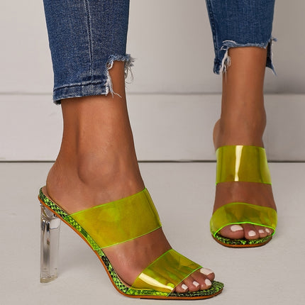 Crystal Hollow Ladies Sexy Transparent Open Toe Sandals High Heels, Size:35(Green)-garmade.com