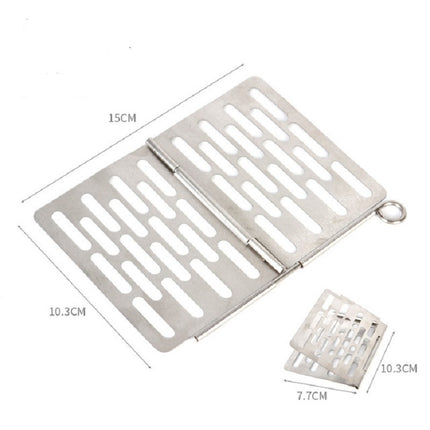 Stainless Steel Folding Barbecue Net Portable BBQ Picnic Accessories, Size:S 15x10.3CM-garmade.com