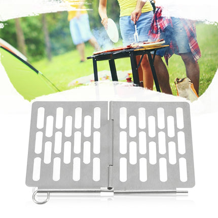 Stainless Steel Folding Barbecue Net Portable BBQ Picnic Accessories, Size:M 22.6x15.8CM-garmade.com