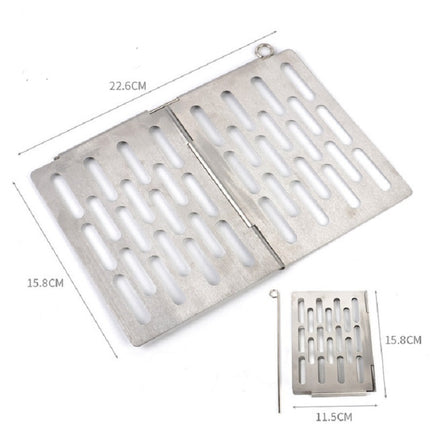 Stainless Steel Folding Barbecue Net Portable BBQ Picnic Accessories, Size:M 22.6x15.8CM-garmade.com