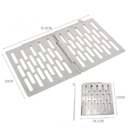 Stainless Steel Folding Barbecue Net Portable BBQ Picnic Accessories, Size:L 35.8x20CM-garmade.com
