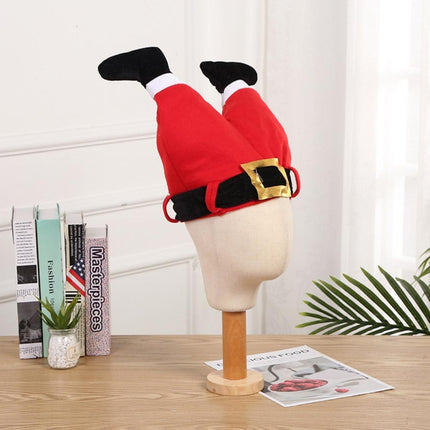 Christmas Party Santa Claus Leg Pants Plush Cap Decoration-garmade.com