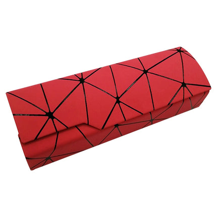 Lattice Pattern Portable Glasses Box(Red)-garmade.com