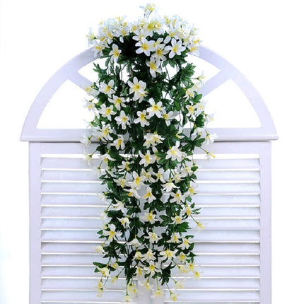 Artificial Flower Wall Hanging Lily Flower Vine Basket Flower Party Decorations(White)-garmade.com