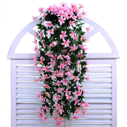 Artificial Flower Wall Hanging Lily Flower Vine Basket Flower Party Decorations(Pink)-garmade.com