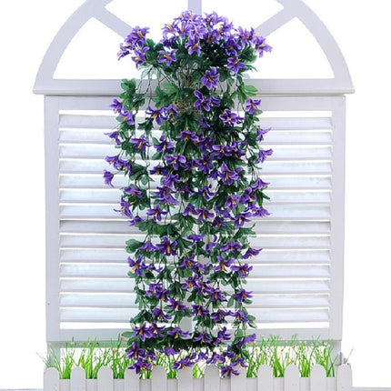 Artificial Flower Wall Hanging Lily Flower Vine Basket Flower Party Decorations(Blue)-garmade.com
