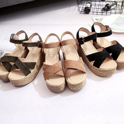 Sloppy Platform Suede Sandals, Shoes Size:36(Green)-garmade.com