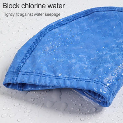 Adult Crescent PU Waterproof Comfortable Earmuff Swimming Cap(Dark Blue)-garmade.com