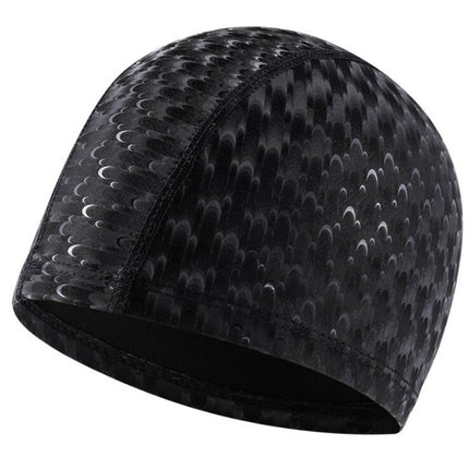 Adult Crescent PU Waterproof Comfortable Earmuff Swimming Cap(Black)-garmade.com