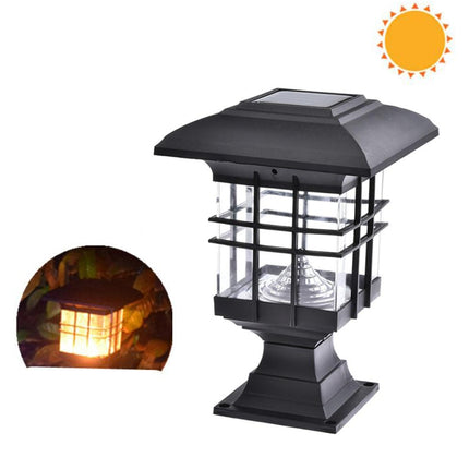 Solar Pillar Light Outdoor Waterproof Decorative Garden Lawn Wall Lamp(Warm White Light)-garmade.com