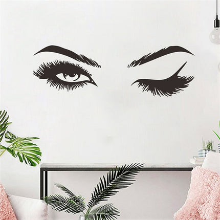 2 PCS/Set Makeup Shop Beauty Studio Decoration Personality Eyebrow Wall Sticker, Size:57x19cm(Black)-garmade.com