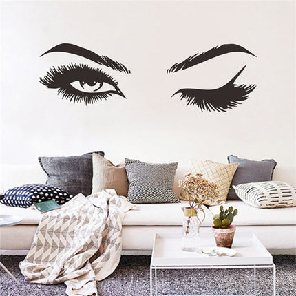 2 PCS/Set Makeup Shop Beauty Studio Decoration Personality Eyebrow Wall Sticker, Size:57x19cm(Black)-garmade.com