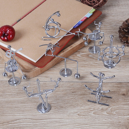 Mini Balance Little Iron Man Decompression Ornament Tumbler Sports Metal Crafts(Cradle)-garmade.com