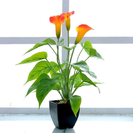 Artificial Flower Calla Plant Potted Home Decoration Green Plant(Orange)-garmade.com