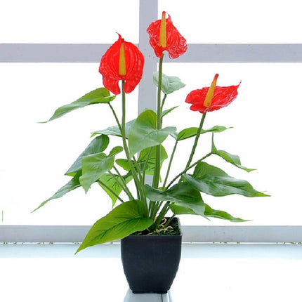 Artificial Flower Calla Plant Potted Home Decoration Green Plant(Red)-garmade.com