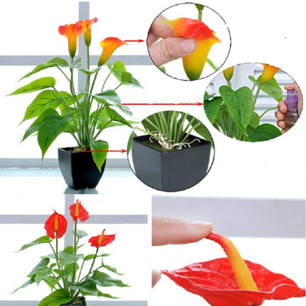 Artificial Flower Calla Plant Potted Home Decoration Green Plant(Red)-garmade.com