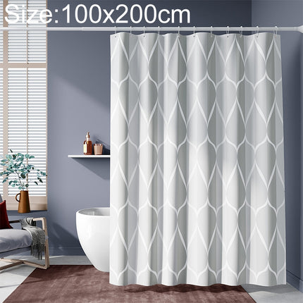 Shower Curtain Waterproof Bathroom Geometric Light Grey Bath Curtains, Size:100x200cm-garmade.com