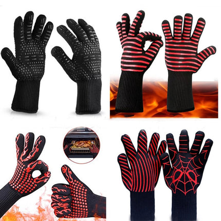 Heat-resistant High Temperature Fire Resistance Cooking Baking Barbecue Grill Gloves Red BBQ-garmade.com