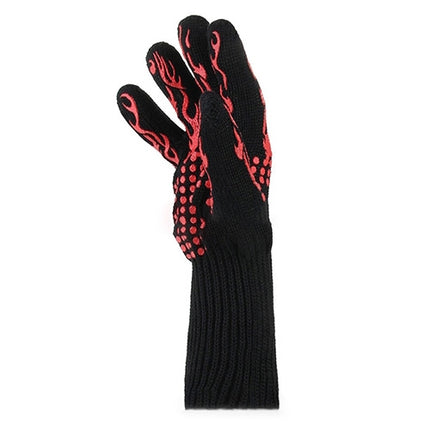 Heat-resistant High Temperature Fire Resistance Cooking Baking Barbecue Grill Gloves Red Torch-garmade.com