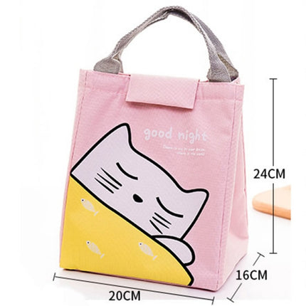 Cute Portable Animal Cat Zipper Canvas Lunch Thermal Bag(Cat)-garmade.com