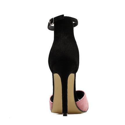 Women Open Toe High Heel Stiletto Colorblock Sandals, Shoes size:39(Pink)-garmade.com
