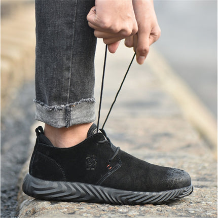 Anti-smashing Anti-piercing Labor Insurance Shoes Non-slip Wear-resistant Work Shoes, Size:45(Black)-garmade.com