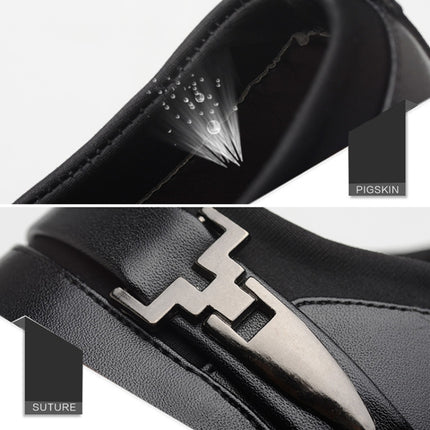Men Set Business Dress Shoes PU Leather Pointed Toe Oxfords Shoes, Size:38(Black)-garmade.com