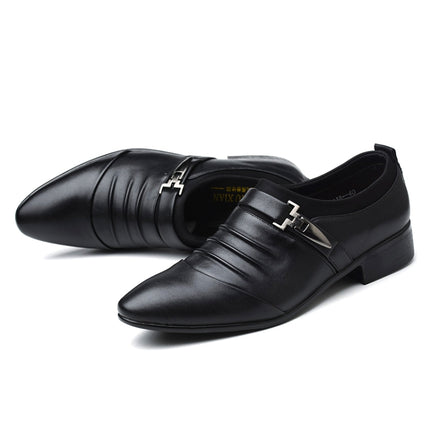 Men Set Business Dress Shoes PU Leather Pointed Toe Oxfords Shoes, Size:39(Black Velvet Lining)-garmade.com
