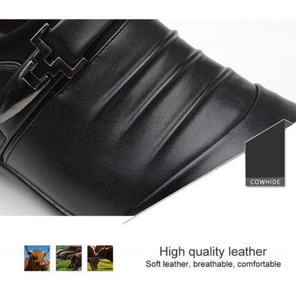 Men Set Business Dress Shoes PU Leather Pointed Toe Oxfords Shoes, Size:39(Black Velvet Lining)-garmade.com