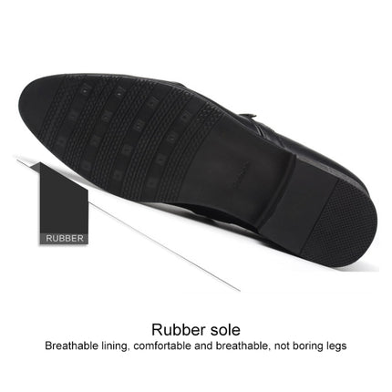 Men Set Business Dress Shoes PU Leather Pointed Toe Oxfords Shoes, Size:41(Black)-garmade.com