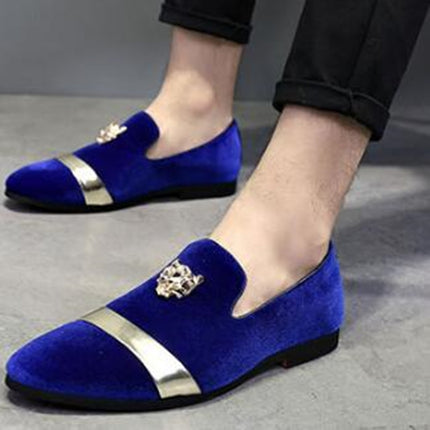 Pointy Lazy Set Foot Nightclub Men British Leather Shoes, Size:37(BlueⅠ)-garmade.com