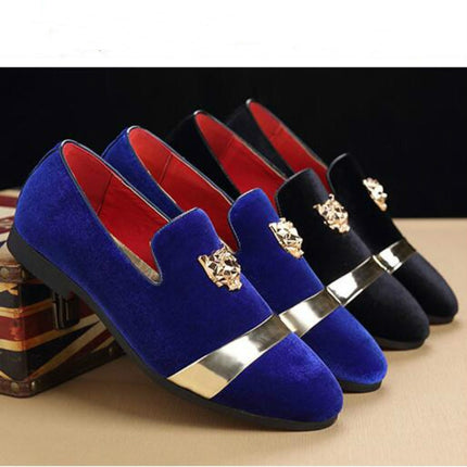 Pointy Lazy Set Foot Nightclub Men British Leather Shoes, Size:37(BlueⅠ)-garmade.com