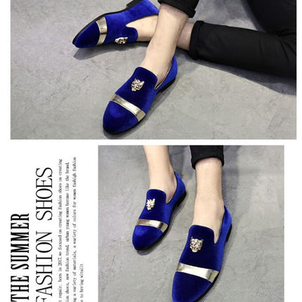 Pointy Lazy Set Foot Nightclub Men British Leather Shoes, Size:39(BlueⅠ)-garmade.com