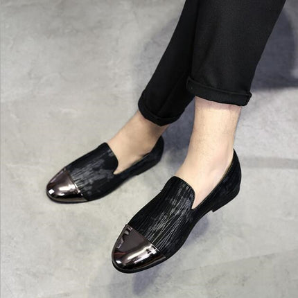 Pointy Lazy Set Foot Nightclub Men British Leather Shoes, Size:42(Black Ⅲ)-garmade.com