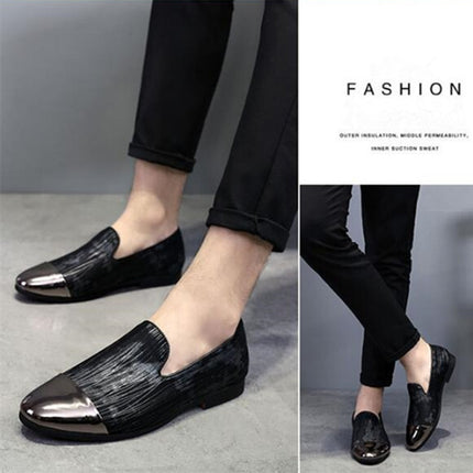 Pointy Lazy Set Foot Nightclub Men British Leather Shoes, Size:42(Black Ⅲ)-garmade.com