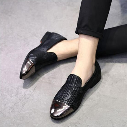 Pointy Lazy Set Foot Nightclub Men British Leather Shoes, Size:42(Black Ⅲ)-garmade.com