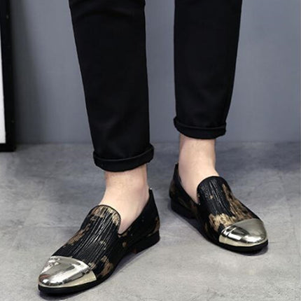 Pointy Lazy Set Foot Nightclub Men British Leather Shoes, Size:42(Gold Ⅲ)-garmade.com