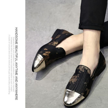 Pointy Lazy Set Foot Nightclub Men British Leather Shoes, Size:42(Gold Ⅲ)-garmade.com