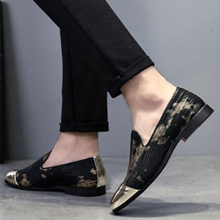 Pointy Lazy Set Foot Nightclub Men British Leather Shoes, Size:42(Gold Ⅲ)-garmade.com