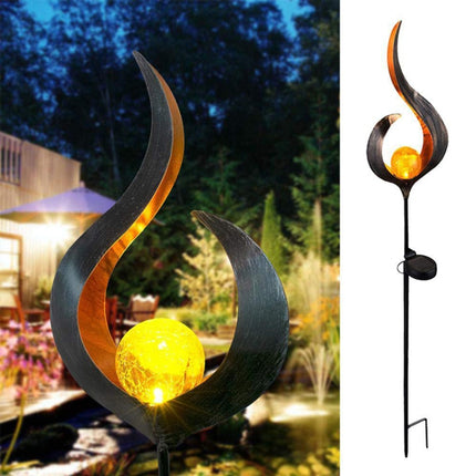 Solar Flame Light LED Iron Art Outdoor Garden Lawn Decorative Ground Plug Light Landscape Lamp(Style 1)-garmade.com