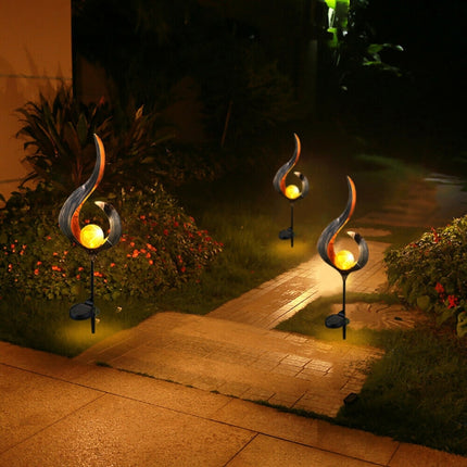 Solar Flame Light LED Iron Art Outdoor Garden Lawn Decorative Ground Plug Light Landscape Lamp(Style 1)-garmade.com