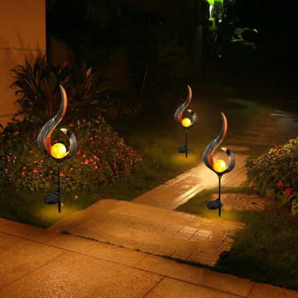 Solar Flame Light LED Iron Art Outdoor Garden Lawn Decorative Ground Plug Light Landscape Lamp(Style 2)-garmade.com