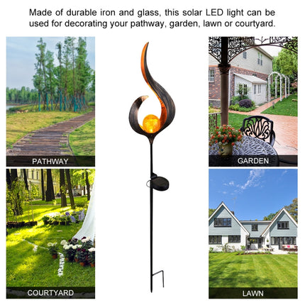 Solar Flame Light LED Iron Art Outdoor Garden Lawn Decorative Ground Plug Light Landscape Lamp(Style 3)-garmade.com