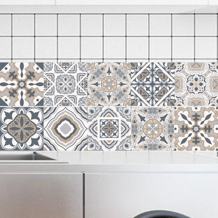 2 PCS Retro Tile Stickers Kitchen Bathroom PVC Self Adhesive Wall Stickers Living Room DIY Decor Wallpaper Waterproof Decoration, Style: Laminating, Size: 100x20cm(MZ039 B)-garmade.com