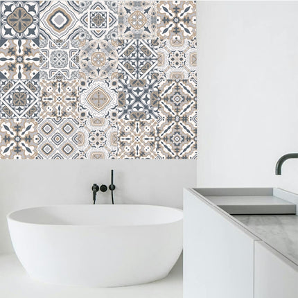 2 PCS Retro Tile Stickers Kitchen Bathroom PVC Self Adhesive Wall Stickers Living Room DIY Decor Wallpaper Waterproof Decoration, Style: Laminating, Size: 100x20cm(MZ039 B)-garmade.com