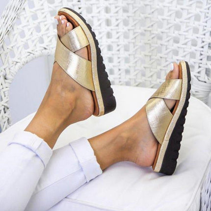 Summer Woman slippers Outdoor Sandal Comfortable Sandals, Size:38(Gold)-garmade.com