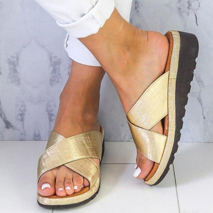 Summer Woman slippers Outdoor Sandal Comfortable Sandals, Size:43(Gold)-garmade.com