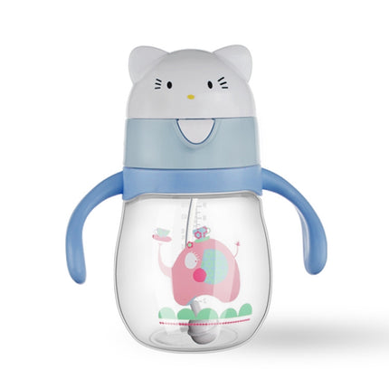 Infant Toddler Drink Cup Child Plastic Leakproof Cartoon Straw Cup With Handle Gravity Ball, Size:270 ml(Blue)-garmade.com