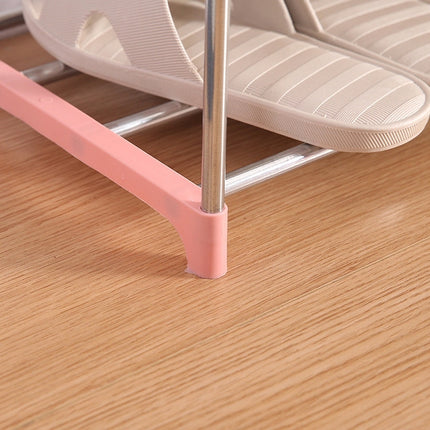 Household Multifunctional Four-layer Stainless Steel Shoe Rack Storage Shelf(Pink)-garmade.com