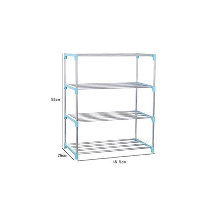 Household Multifunctional Four-layer Stainless Steel Shoe Rack Storage Shelf(Blue)-garmade.com